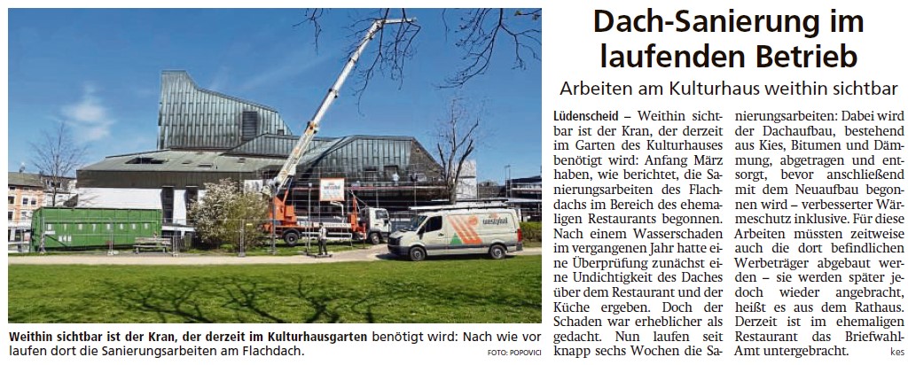 Flachdachsanierung am Kulturhaus Lüdenscheid - Westphal Dächer +